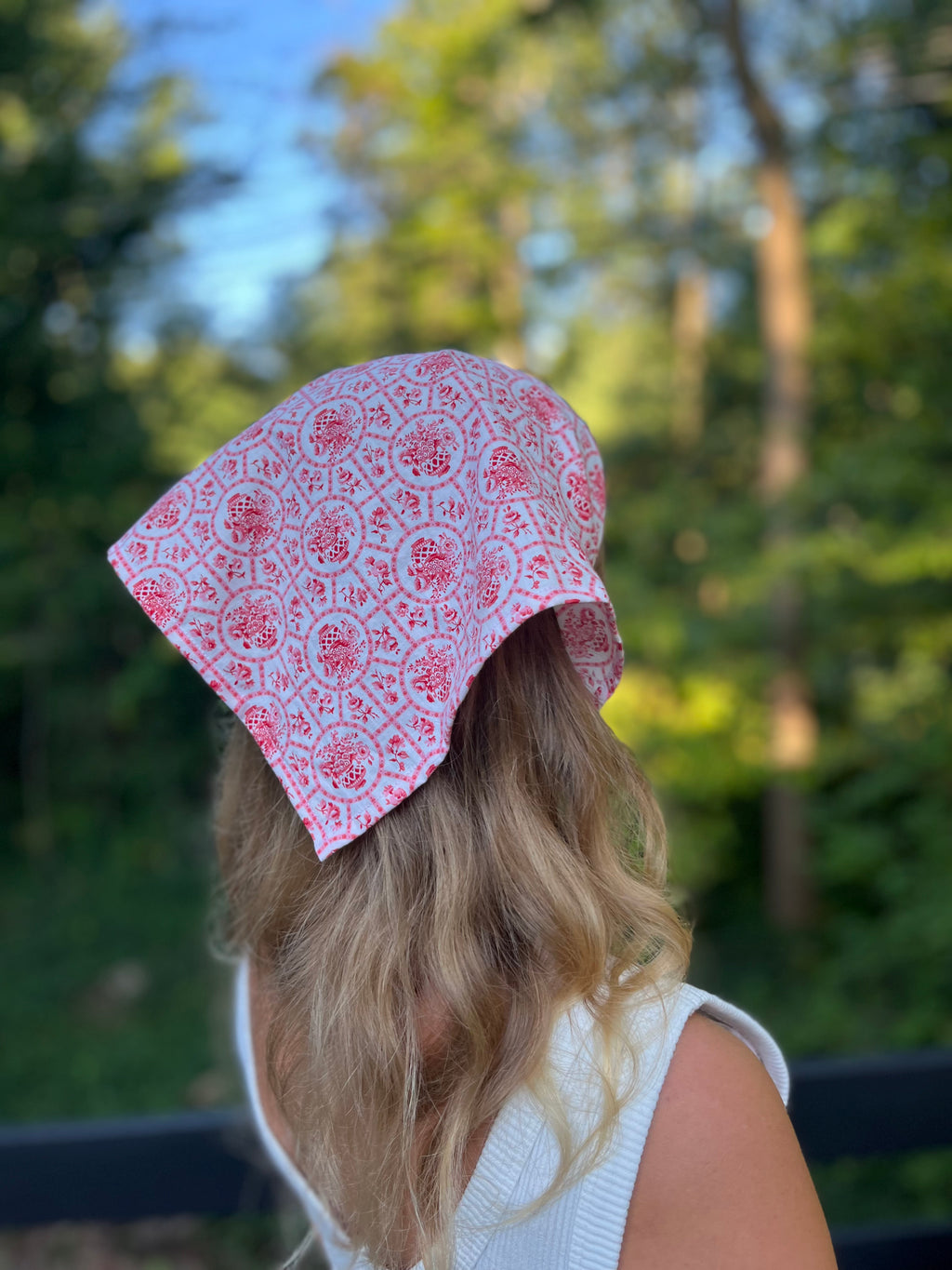 Pink & White Floral Headscarf