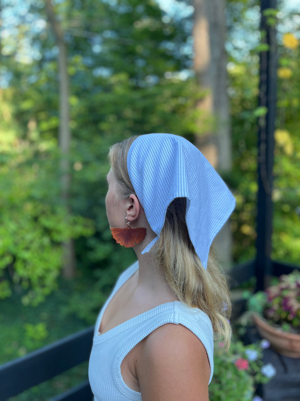 Blue & White Stripe Headscarf