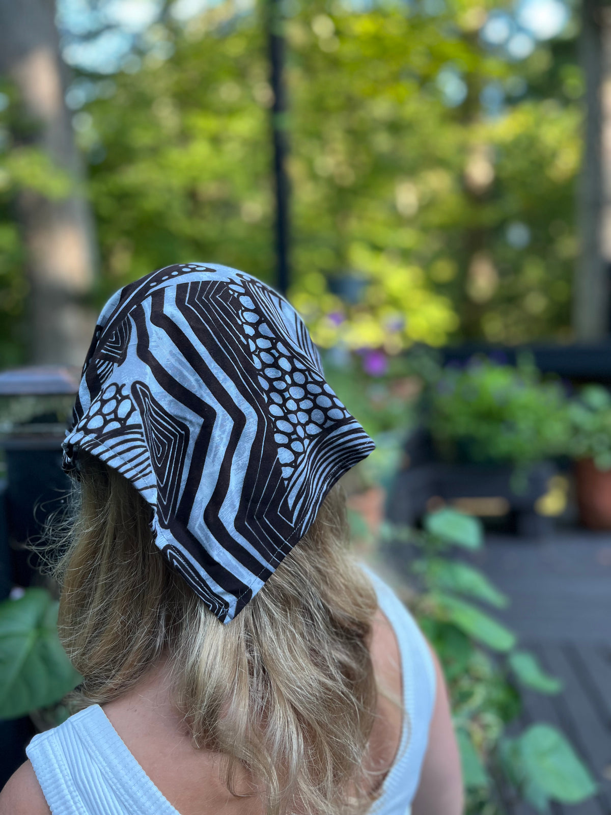 Grey & Brown Geometric Headscarf